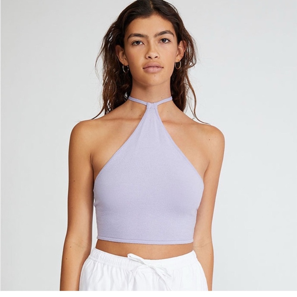 We Wore What Lavender Halter Neck Crop Top, NWT size Large